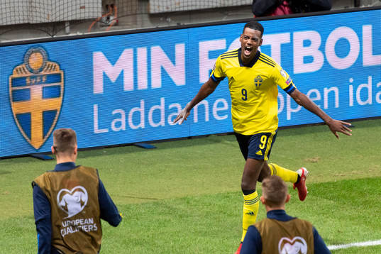 Alexander Isak of Sweden celebrates