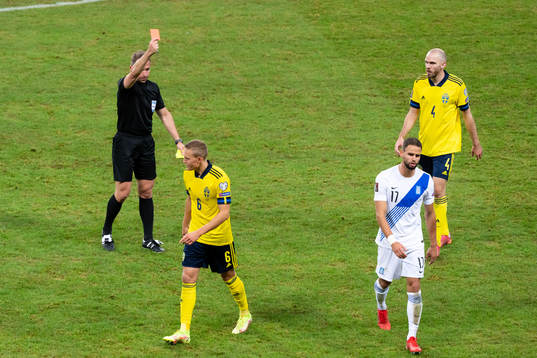 Pantelis Hatzidiakos of Greece leaves the pitch