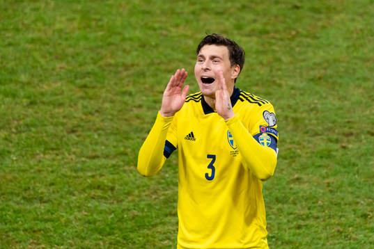 Victor Nilsson Lindelöf of Sweden celebrates