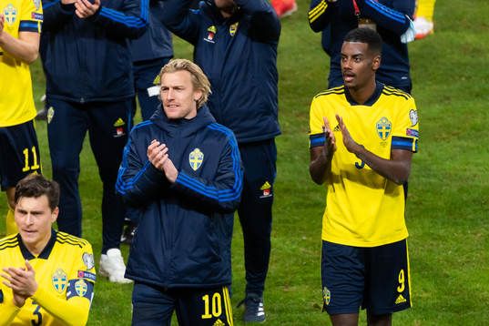 Emil Forsberg Alexander Isak celebrate