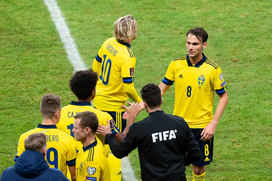 Emil Forsberg and Albin Ekdal of Sweden