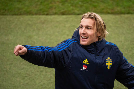 Emil Forsberg of Sweden celebrates