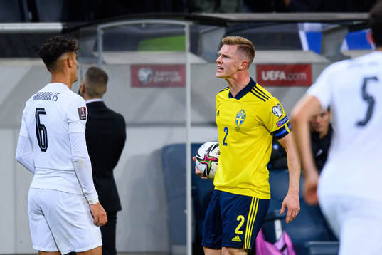 Emil Krafth of Sweden reacts