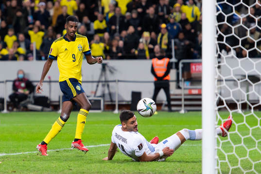 Alexander Isak of Sweden scores 2-0