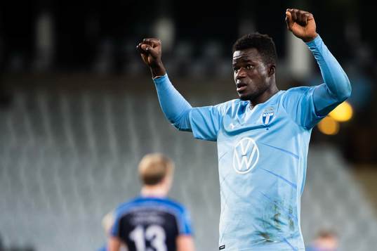 Malmö FFs Malik Abubakari jublar