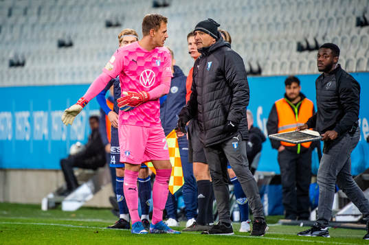 Malmö FFs målvakt Johan Dahlin och målvaktstränare