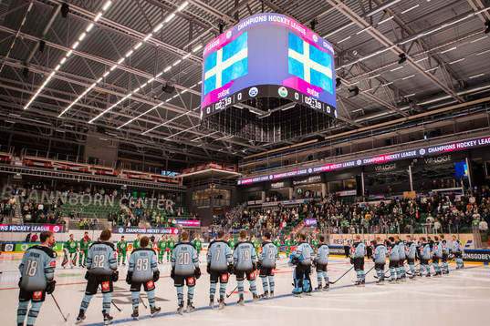The flag of Sweden is seen