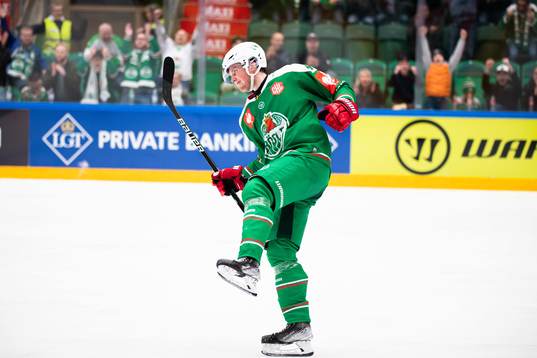 Oskar Stål Lyrenäs of Rögle celebrates