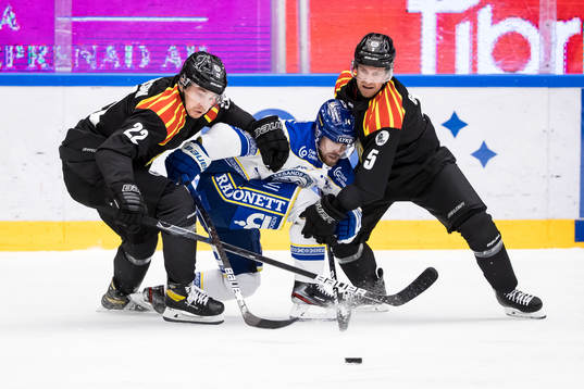 Brynäs Adam Pettersson och Leksands Oskar Lang och Brynäs