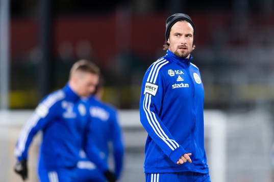 Sundsvalls Linus Hallenius innan fotbollsmatchen i