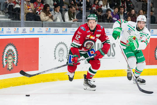 Frölundas Max Friberg och Rögles Lucas Ekeståhl-Jonsson