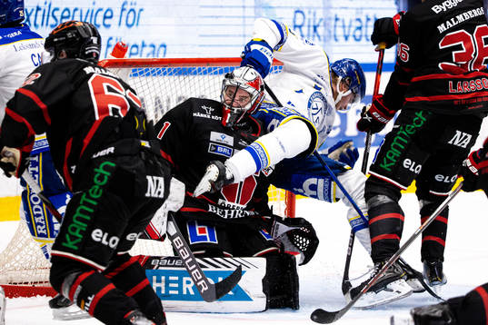 Örebros målvakt Jhonas Enroth och Leksands Calle Själin