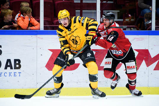 Skellefteås Linus Karlsson och Malmö Redhawks Carl-Johan