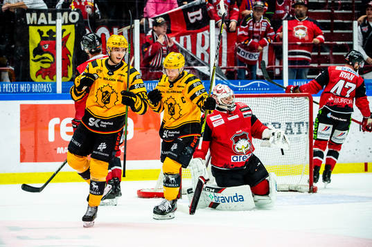 Skellefteås Stefan Loibl och Oscar Möller jublar
