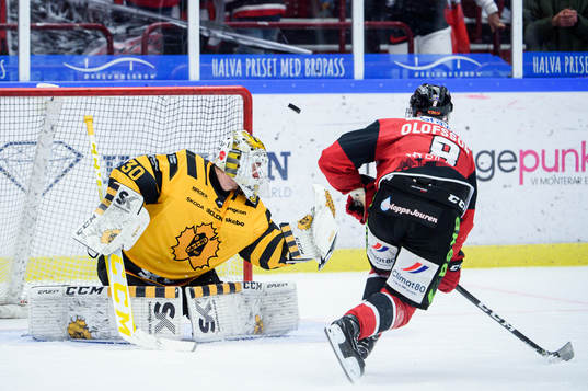 Skellefteås målvakt Gustaf Lindvall och Malmö Redhawks
