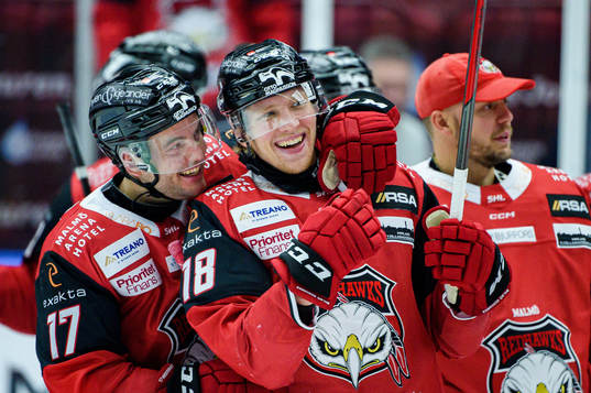 Malmö Redhawks Pathrik Westerholm och Marcus Sylvegård