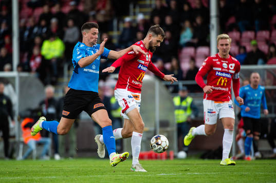 Halmstads Markus Antonsson och Degerfors Sebastian Olsson