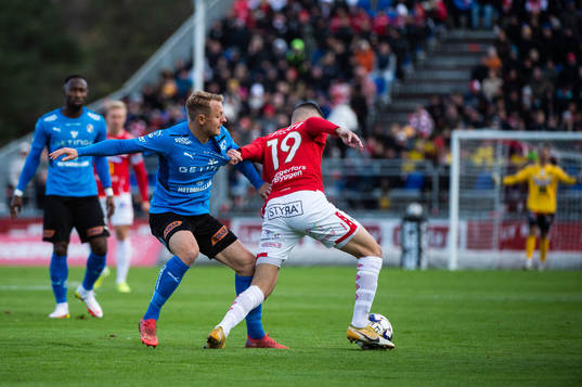 Halmstads Joel Allansson och Degerfors Abdelrahman Saidi