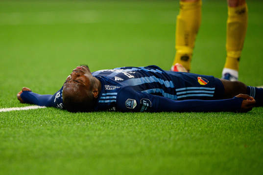 Djurgårdens Edward Chilufya deppar