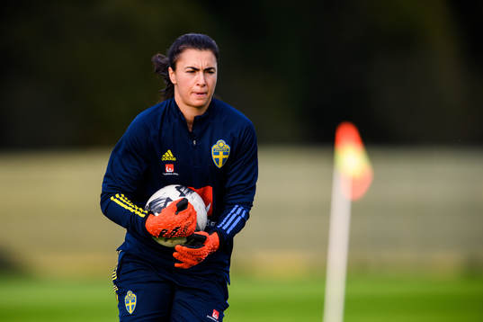 Goalkeeper Zecira Musovic of the Swedish women's national