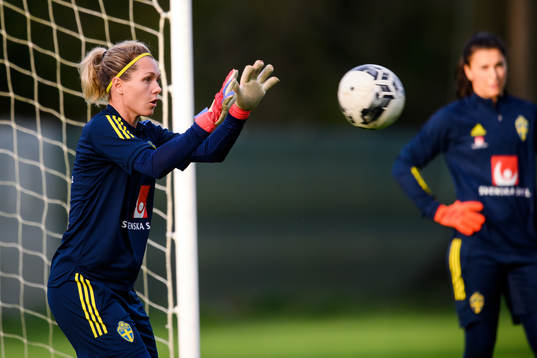 Goalkeeper Jennifer Falk of the Swedish women's national