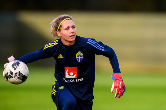 Goalkeeper Jennifer Falk of the Swedish women's national