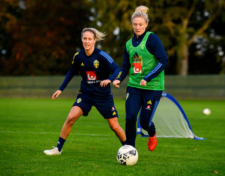 Emma Kullberg and Rebecka Blomqvist of the Swedish women's