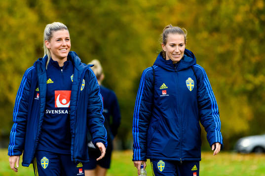Olivia Schough and Emma Berglund of the Swedish women's