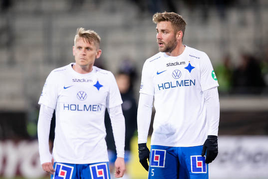 IFK Norrköpings Ari Skúlason och Christoffer Nyman deppar