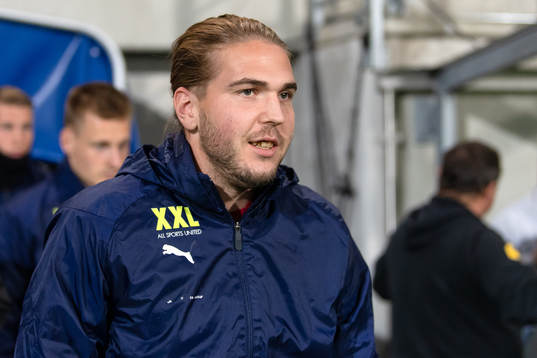 Helsingborgs Charlie Weberg före fotbollsmatchen i