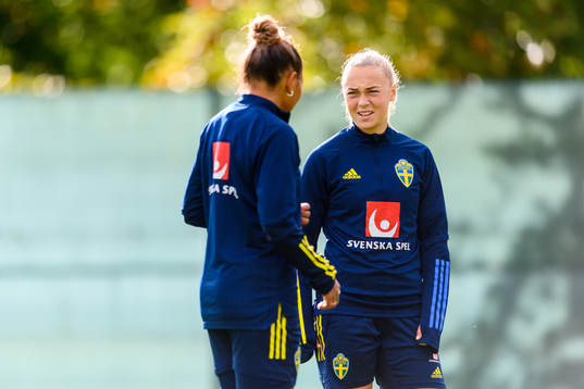 Madelen Janogy and Hanna Bennison of the Swedish women's