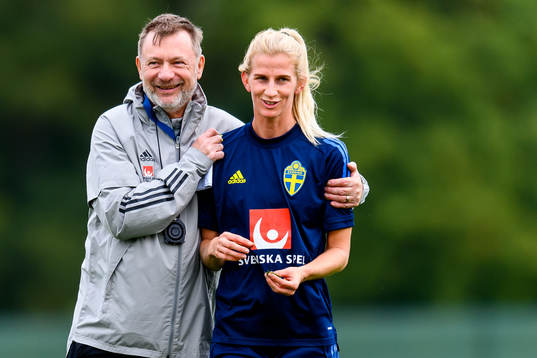 Peter Gerhardsson, head coach and Sofia Jakobsson of the