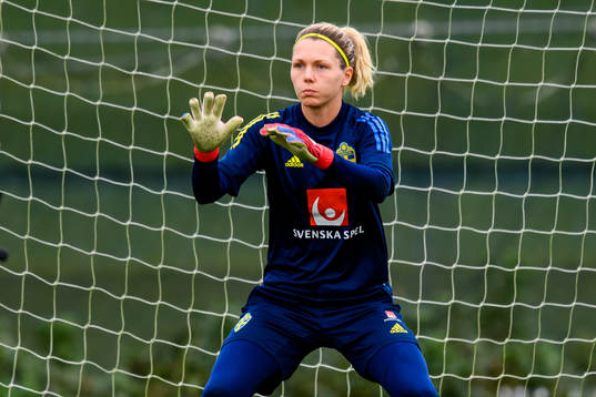Goalkeeper Jennifer Falk of the Swedish women's national