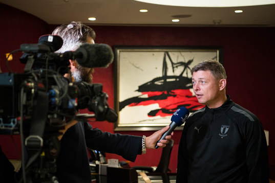 Jon Dahl Tomasson, head coach of Malmö FF is interviewed