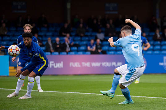 Isak Bjerkebo of Malmö FF scores the 0-1 goal