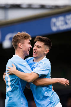 Isak Bjerkebo of Malmö FF (R) celebrate with Hugo Bolin (L)