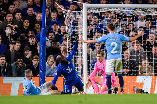 Lasse Nielsen of Malmö FF in a penalty situation against