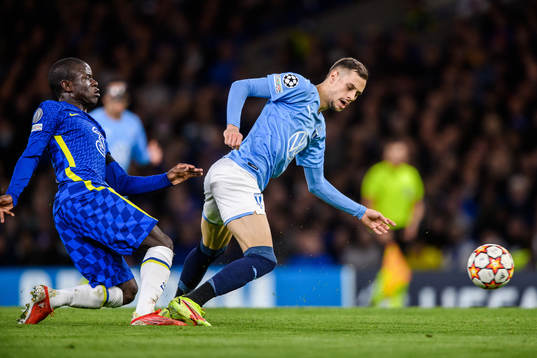 N'Golo Kante of Chelsea and Veljko Birmancevic of Malmö FF