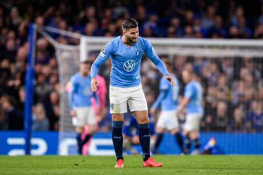 Antonio Colak of Malmö FF looks dejected