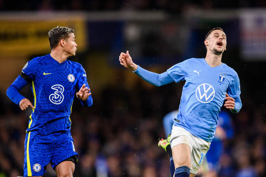 Veljko Birmancevic of Malmö FF looks dejected