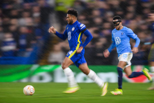 Reece James of Chelsea and Martin Olsson of Malmö FF