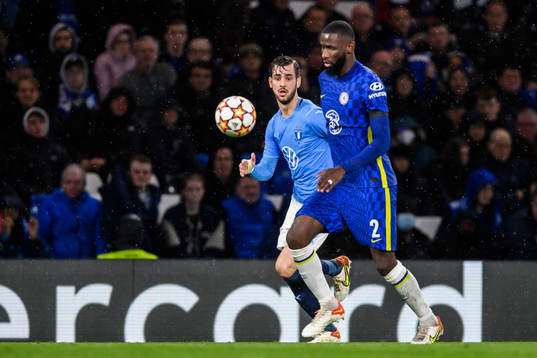 Adi Nalic of Malmö FF and Antonio Rudiger of Chelsea