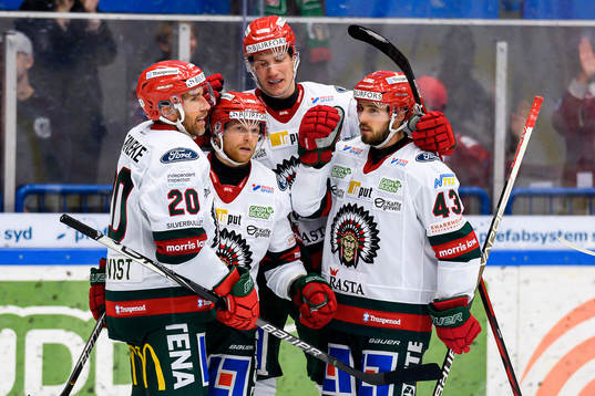 Frölundas Joel Lundqvist, Ryan Lasch, Elmer Söderblom och