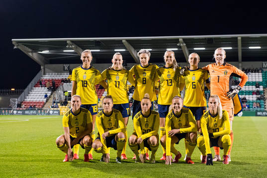 The starting eleven of Sweden prior to the FIFA Women's