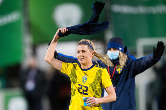 Olivia Schough of Sweden celebrate