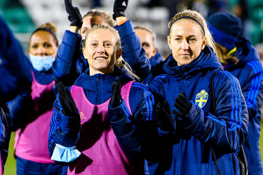 Rebecka Blomqvist and Emma Kullberg celebrates