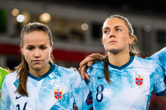 Guro Reiten and Vilde Bøe Risa of Norway looks dejected