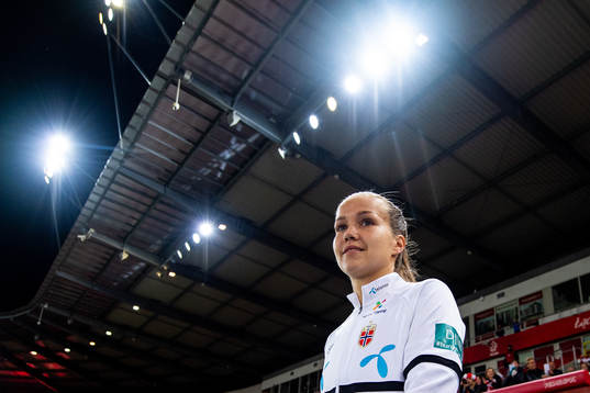 Guro Reiten of Norway enters the pitch
