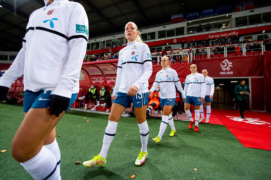 Guro Bergsvand of Norway enters the pitch
