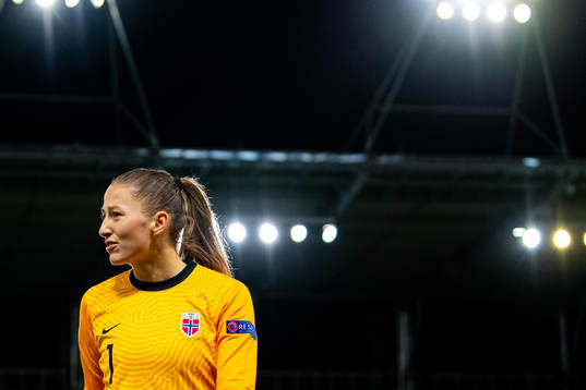 Goalkeeper Cecilie Fiskerstrand of Norway at half time
